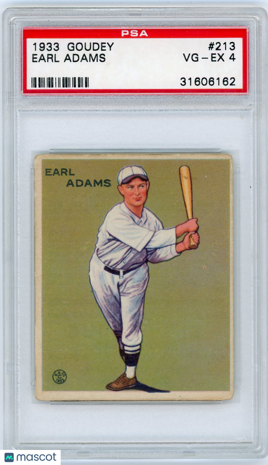 1933 Goudey Earl Adams #213 PSA 4