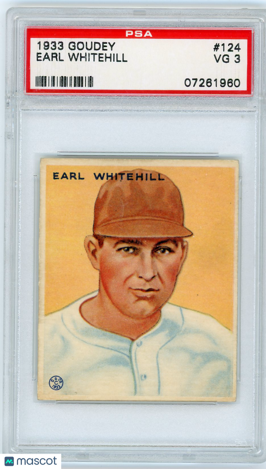 1933 Goudey Earl Whitehill #124 PSA 3