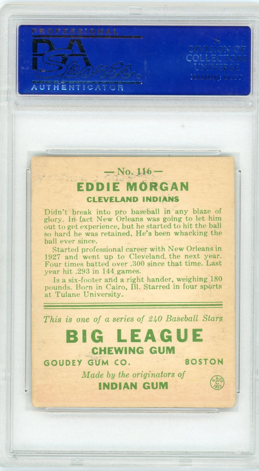 1933 Goudey Eddie Morgan #116 PSA 4