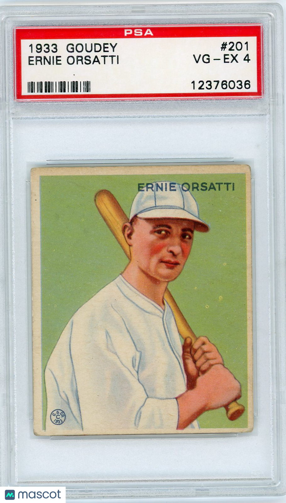 1933 Goudey Ernie Orsatti #201 PSA 4