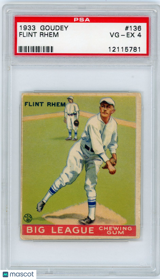 1933 Goudey Flint Rhem #136 PSA 4