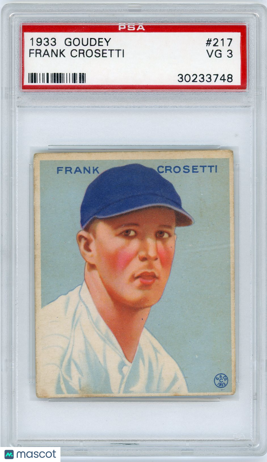 1933 Goudey Frank Crosetti #217 PSA 3