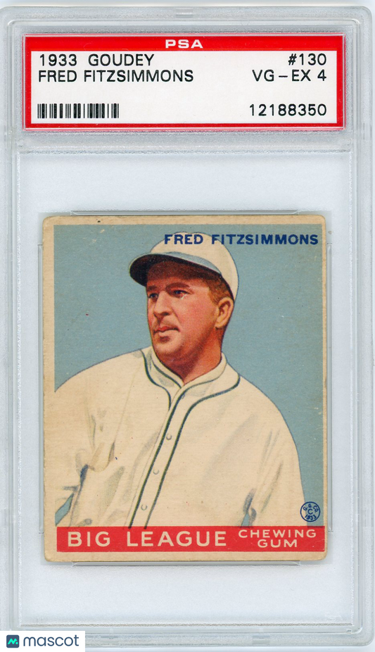 1933 Goudey Fred Fitzsimmons #130 PSA 4
