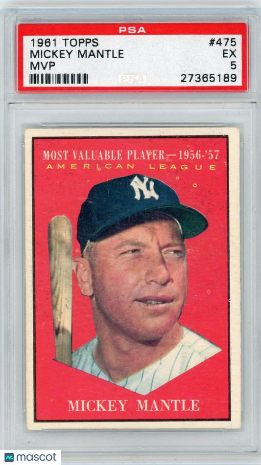 1961 Topps Mickey Mantle #475 MVP PSA 5