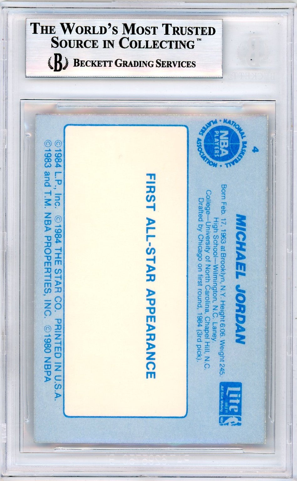 1985 Star Lite All-Stars Michael Jordan #4A BGS 8.5