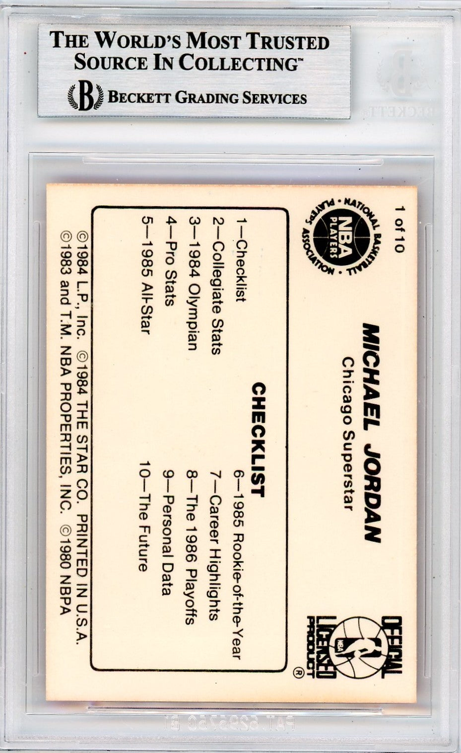 1986 Star Michael Jordan Michael Jordan #1 BGS 8.5