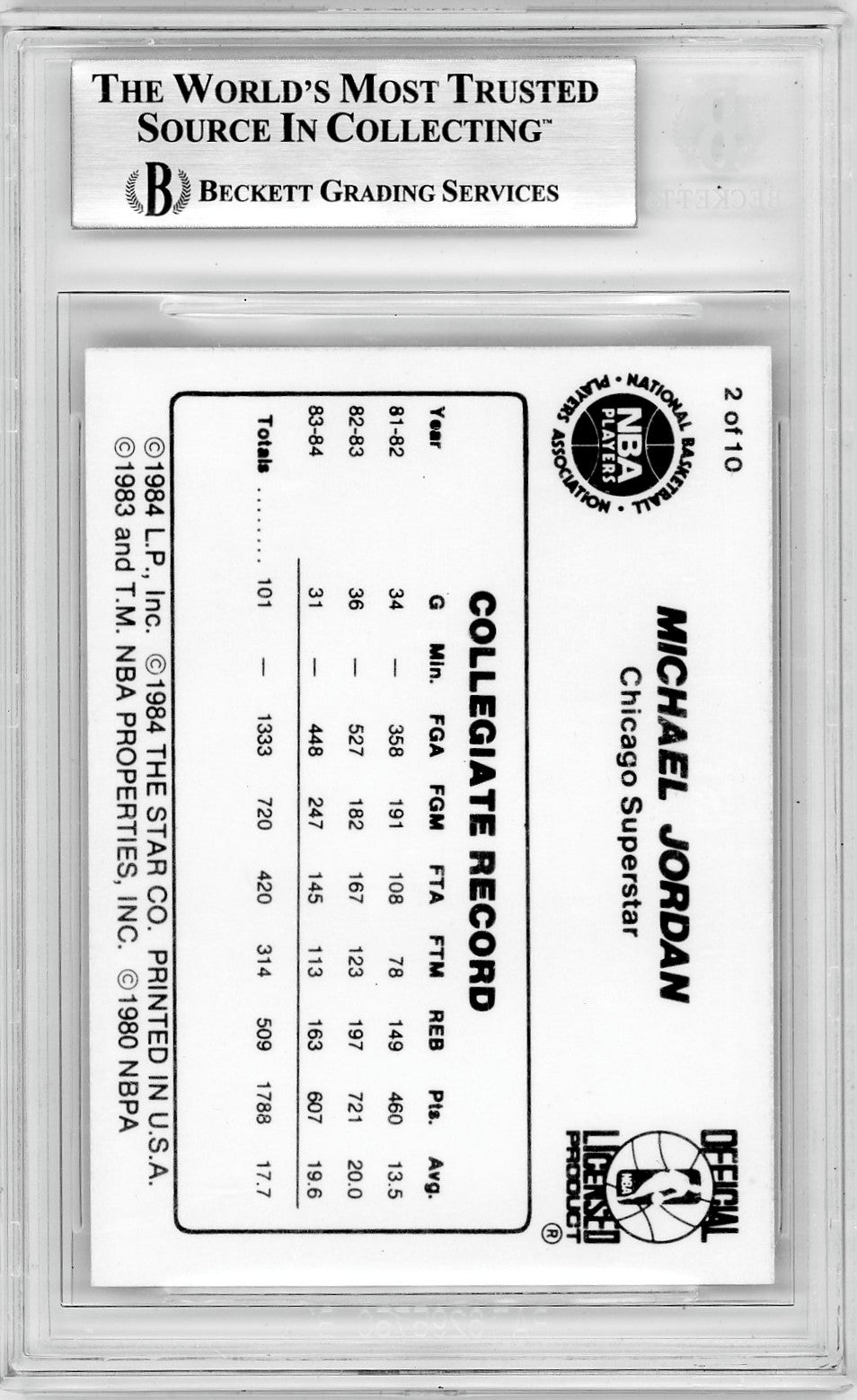 1986 Star Michael Jordan #2 BGS 8.5