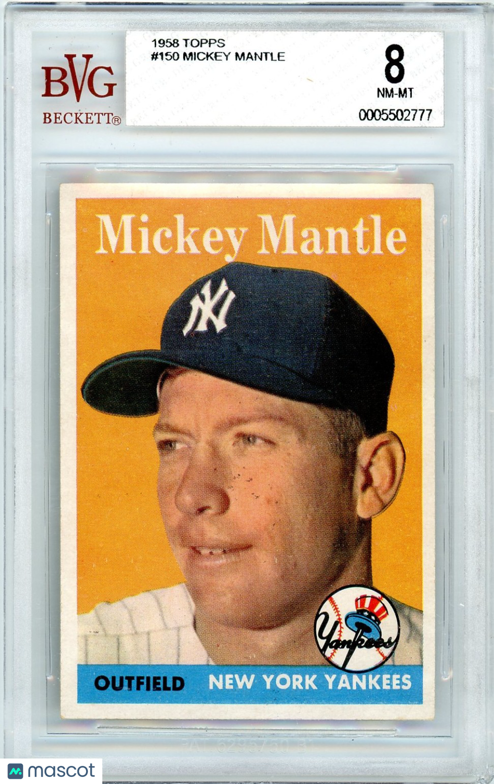1958 Topps Mickey Mantle #150 BVG 8