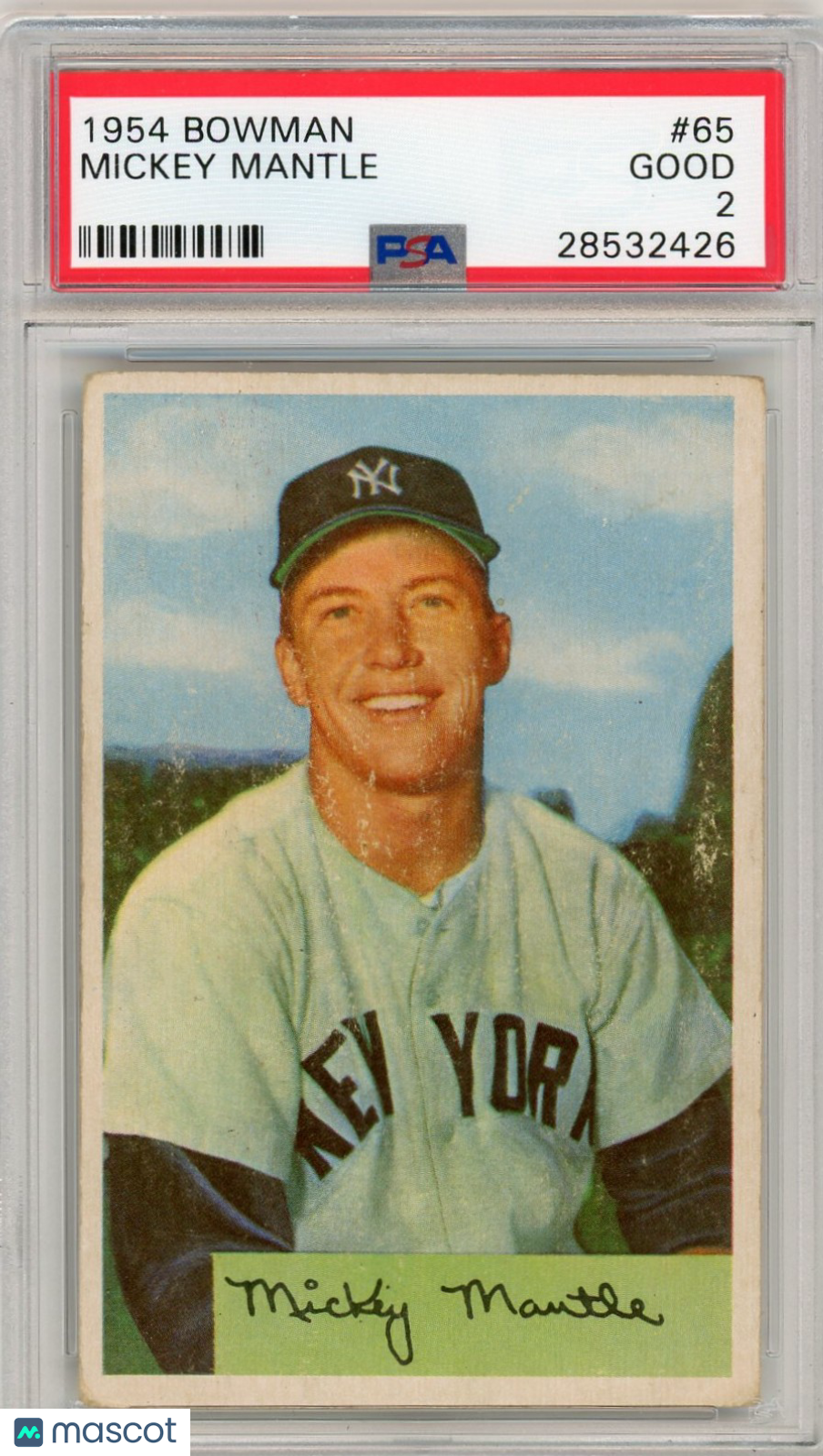 1954 Bowman Mickey Mantle #65 PSA 2