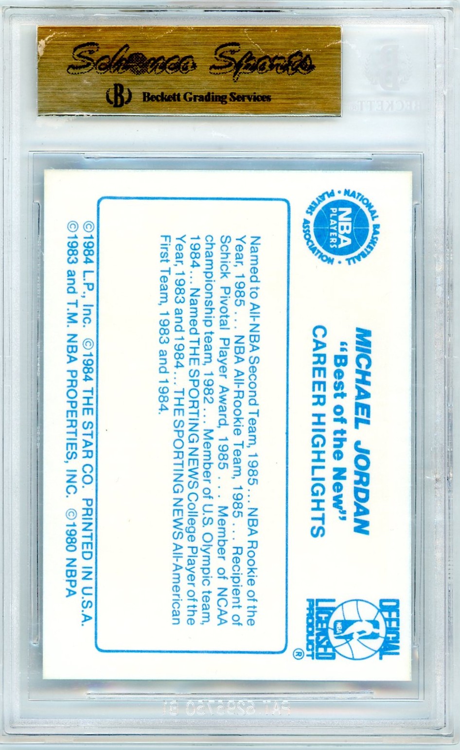 1986 Star Best of the New/Old Michael Jordan #2 BGS 9.5