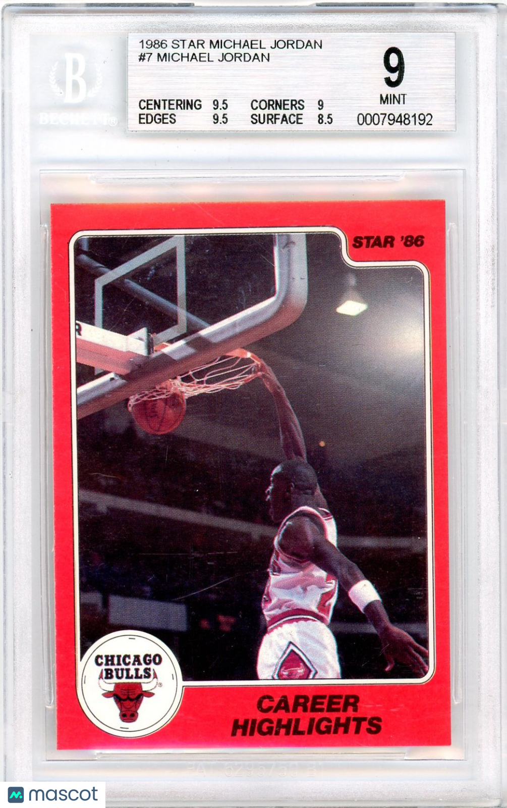 1986 Star Michael Jordan Career Highlights Michael Jordan #7 BGS 9 /Career
