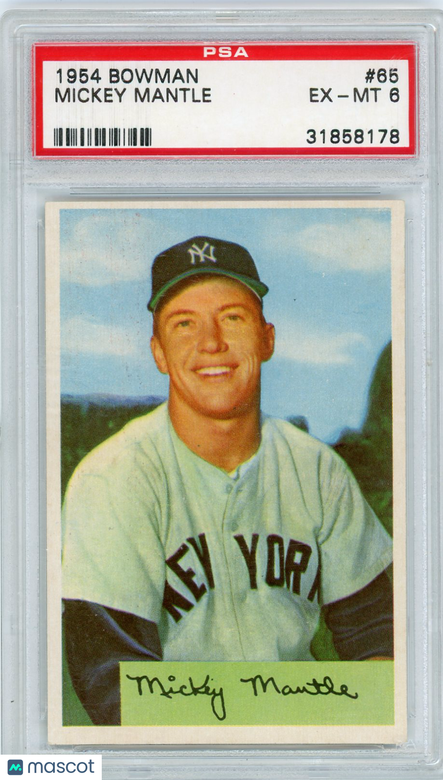 1954 Bowman Mickey Mantle #65 PSA 6