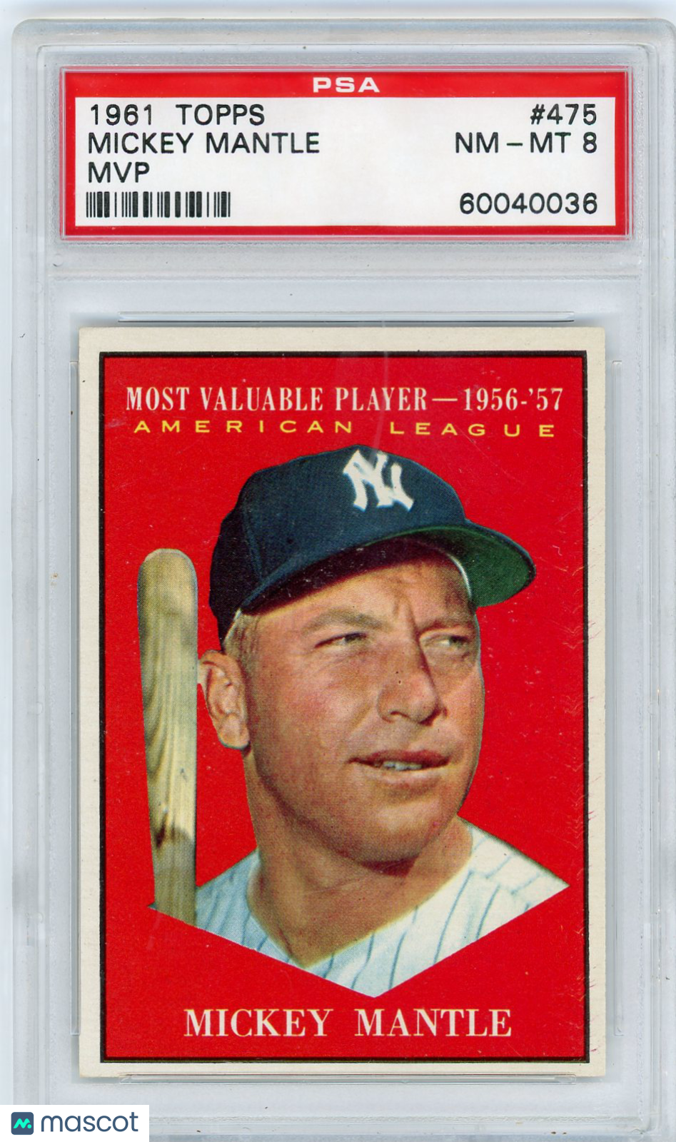 1961 Topps Mickey Mantle #475 MVP PSA 8