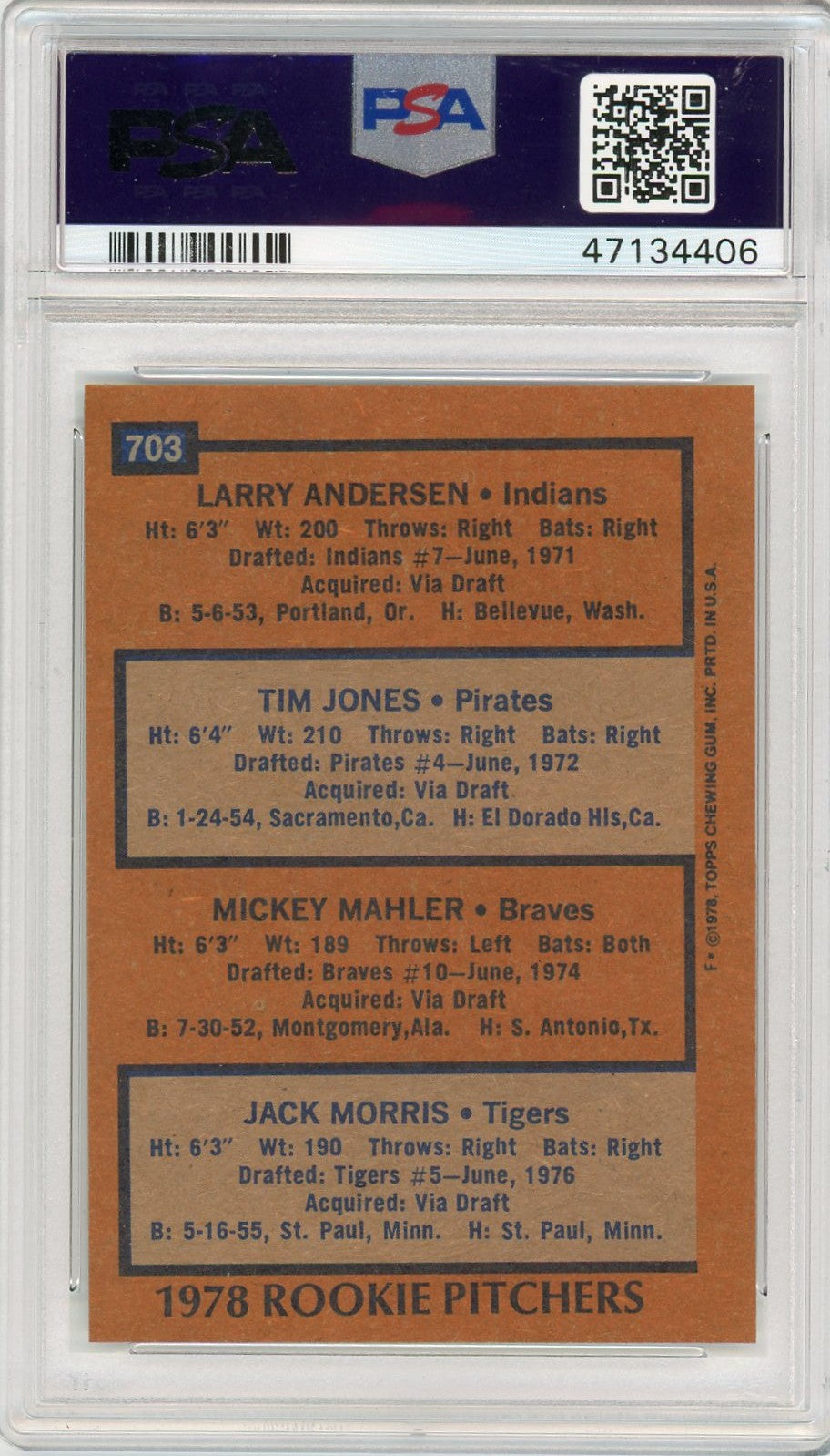 1978 Topps Rookie Pitchers #703 PSA 10