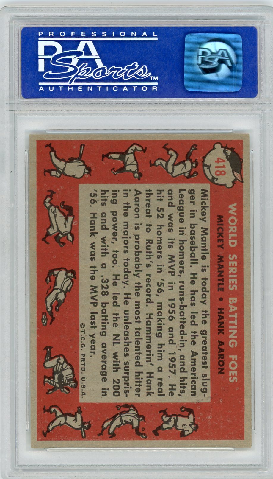 1958 Topps H. Aaron M. Mantle #418 W. S. Batting Foes PSA 7