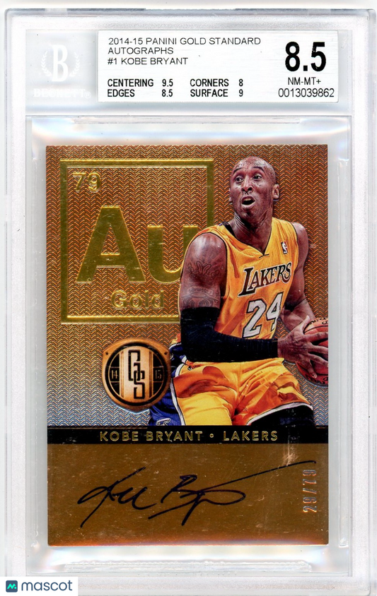 2014 Panini Gold Standard AU Autographs Kobe Bryant #1 BGS 8.5 Auto 10