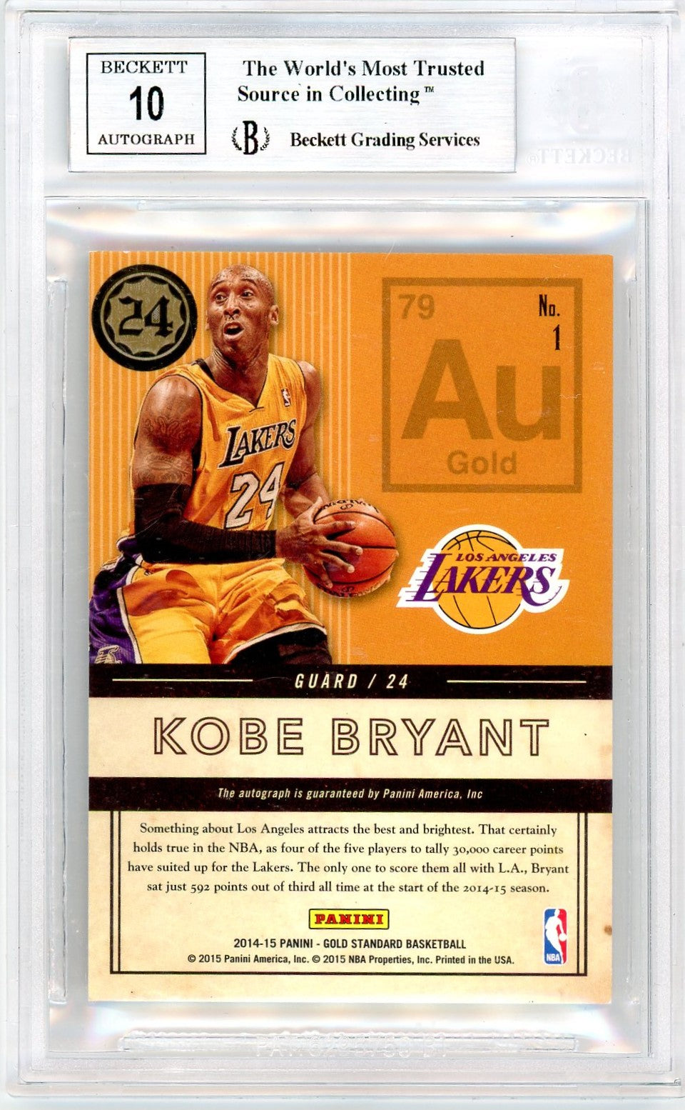 2014 Panini Gold Standard AU Autographs Kobe Bryant #1 BGS 8.5 Auto 10