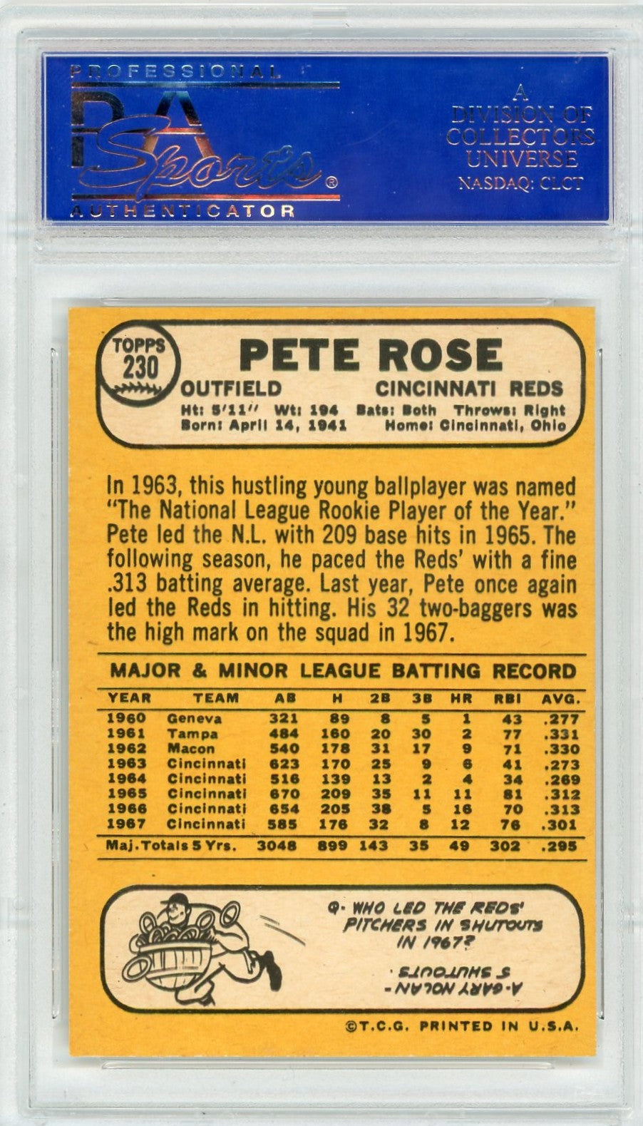 1968 Topps Pete Rose #230 PSA 8