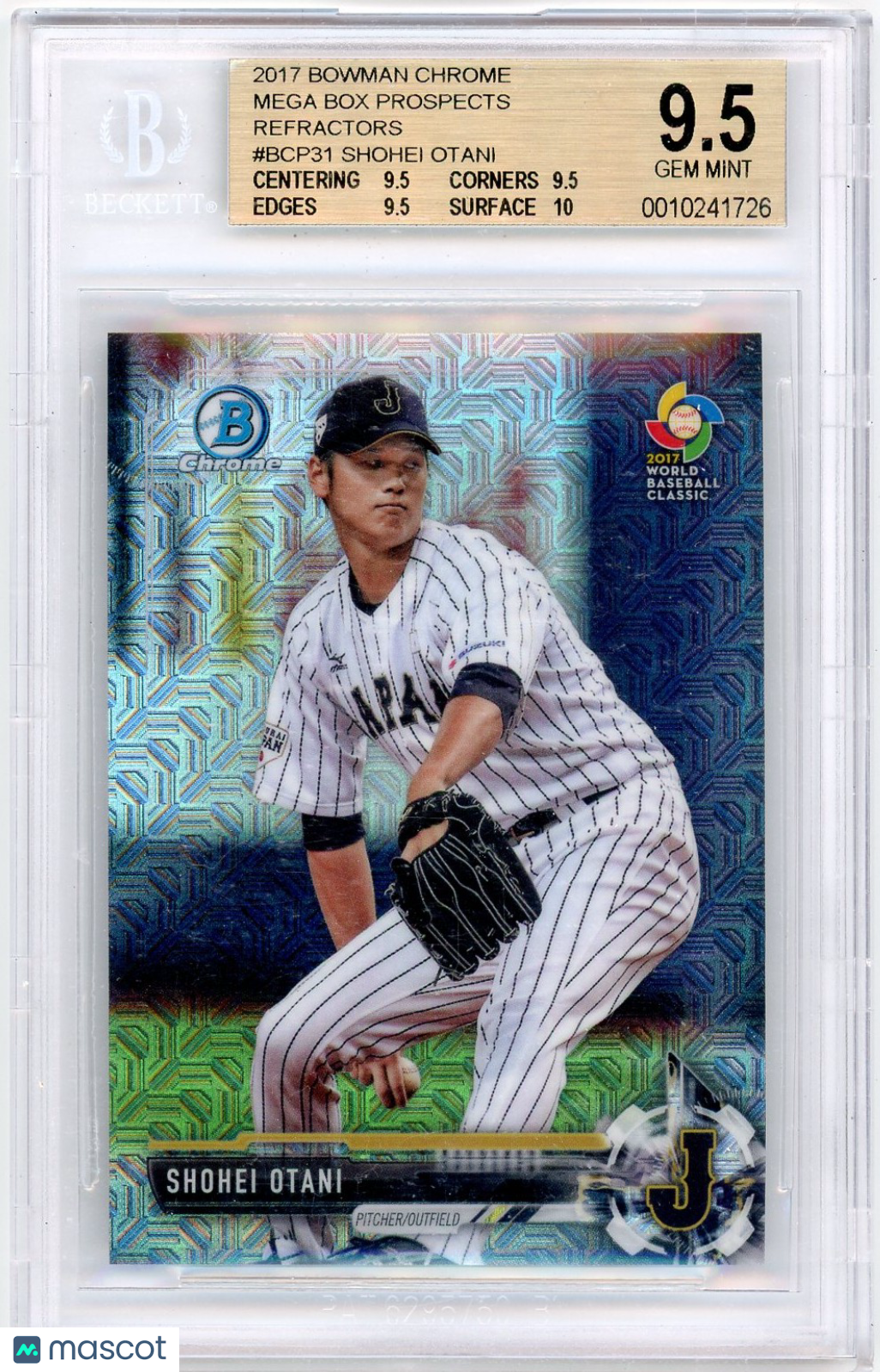 2017 Bowman Chrome Mega Box Prospects Refractors Shohei Otani #BCP31 BGS 9.5
