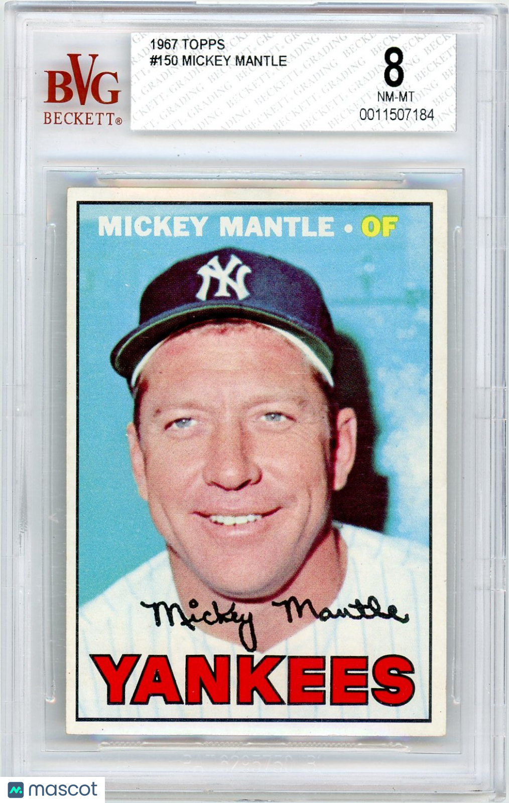 1967 Topps Mickey Mantle #150 BVG 8