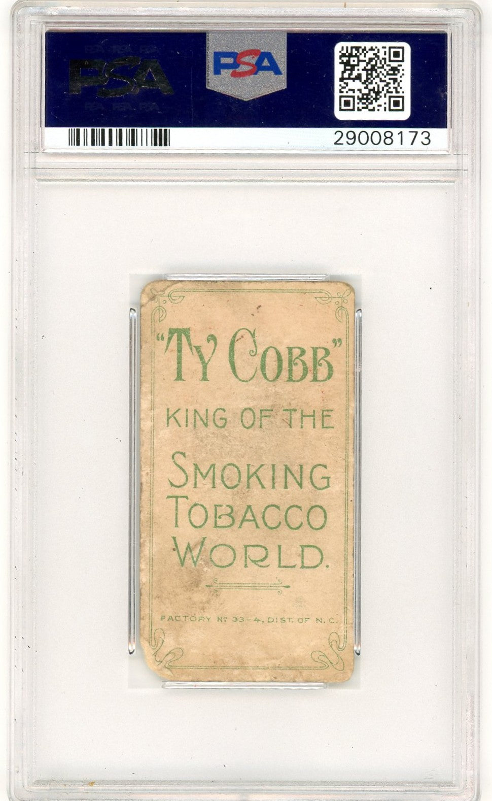 1909-11 T206 Ty Cobb Back Ty Cobb Portrait Red PSA 1