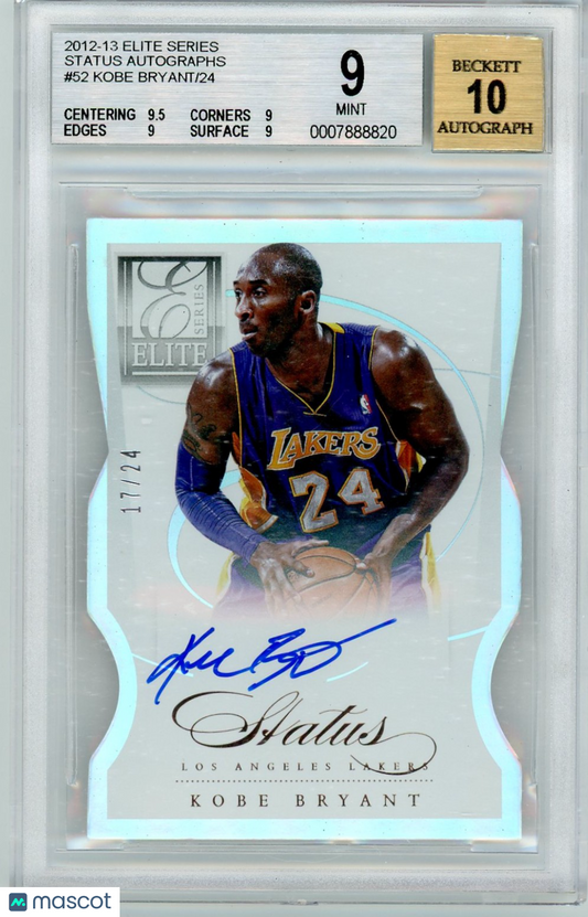 2012 Elite Series Status Autographs Kobe Bryant #52 BGS 9 /24 Auto 10
