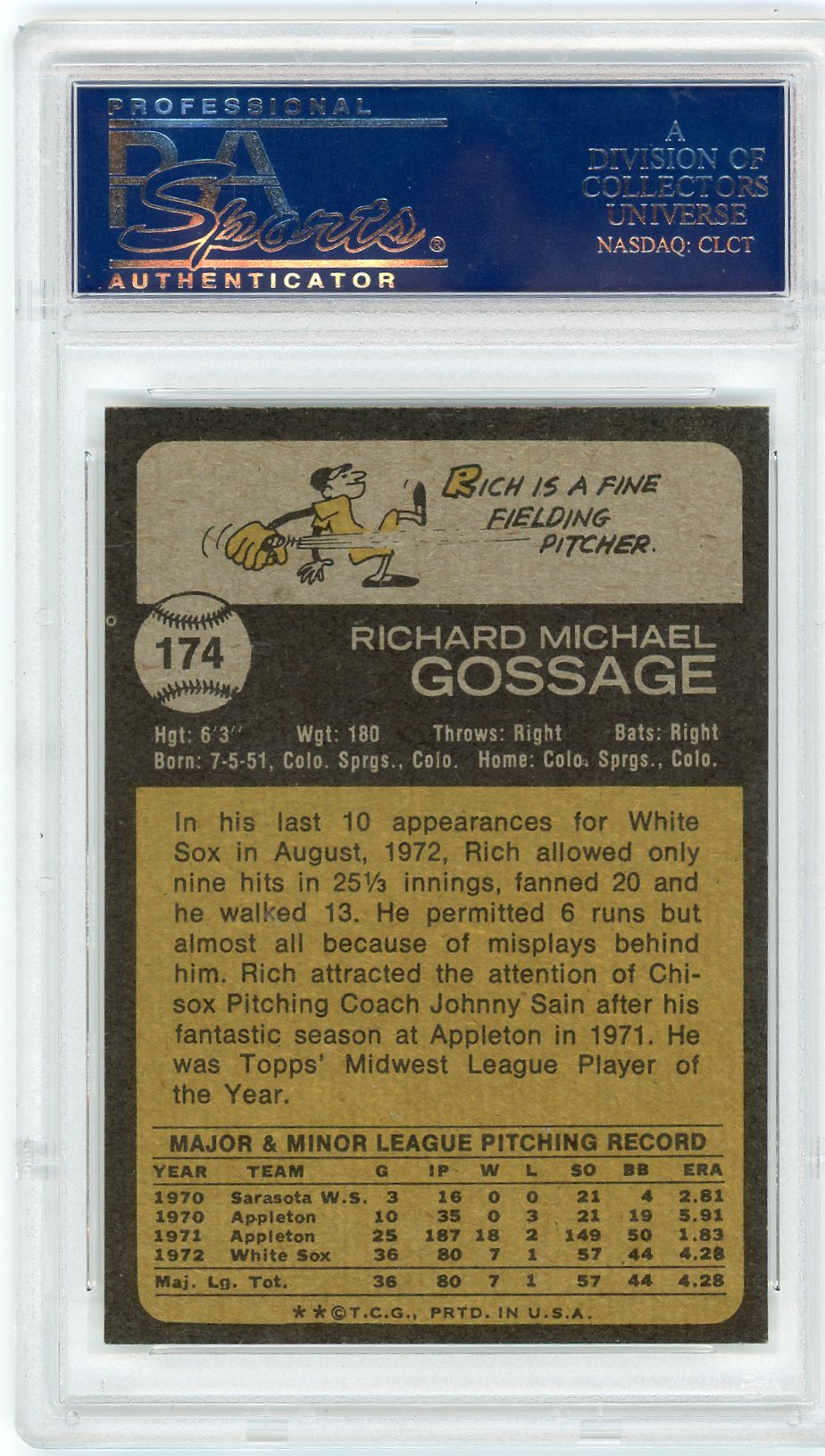 1973 Topps Rich Gossage #174 PSA 9