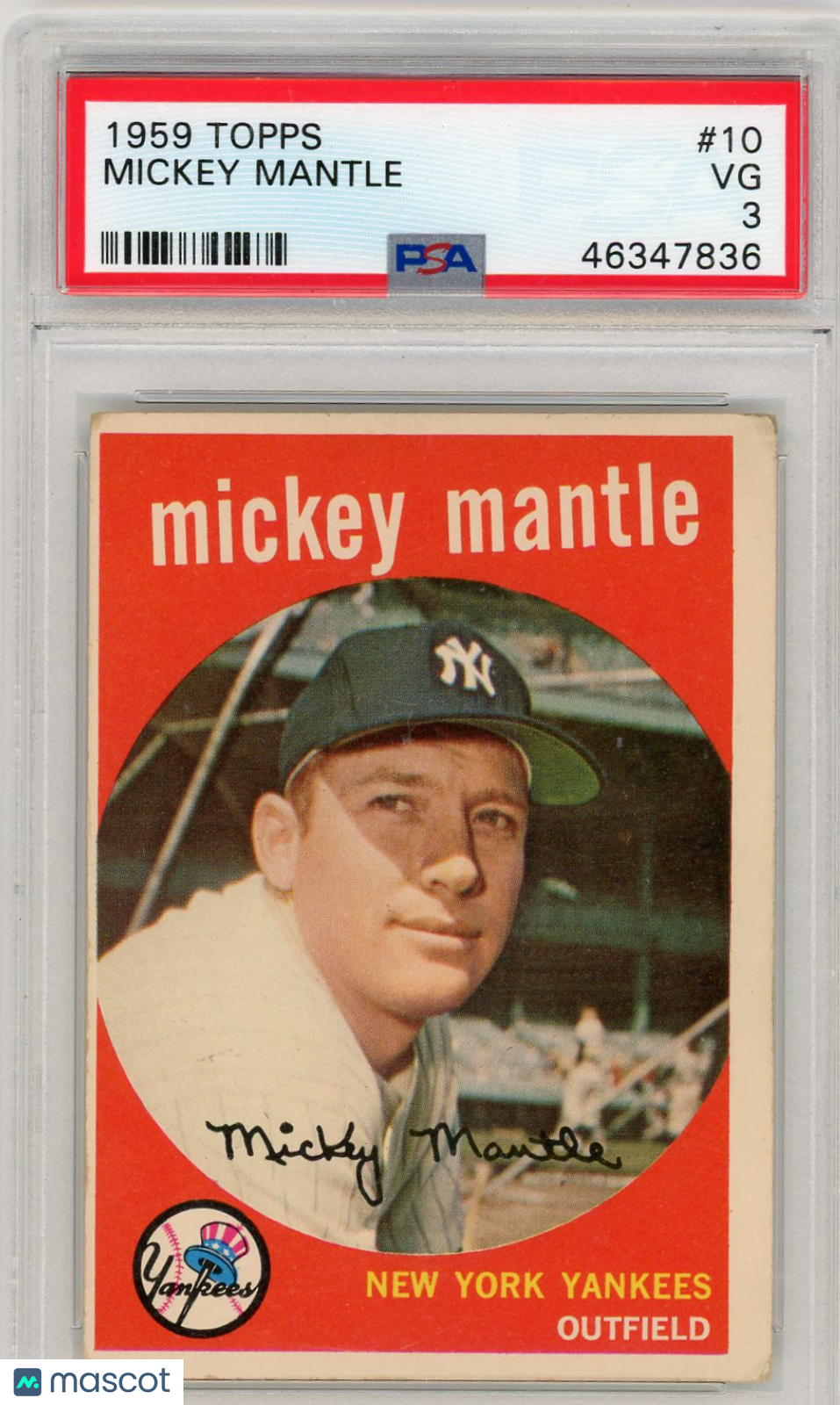 1959 Topps Mickey Mantle #10 PSA 3