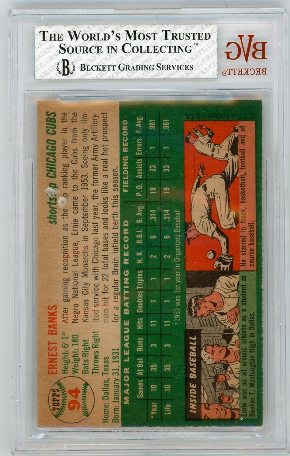1954 Topps Ernie Banks #94 BVG 5.5 Rookie