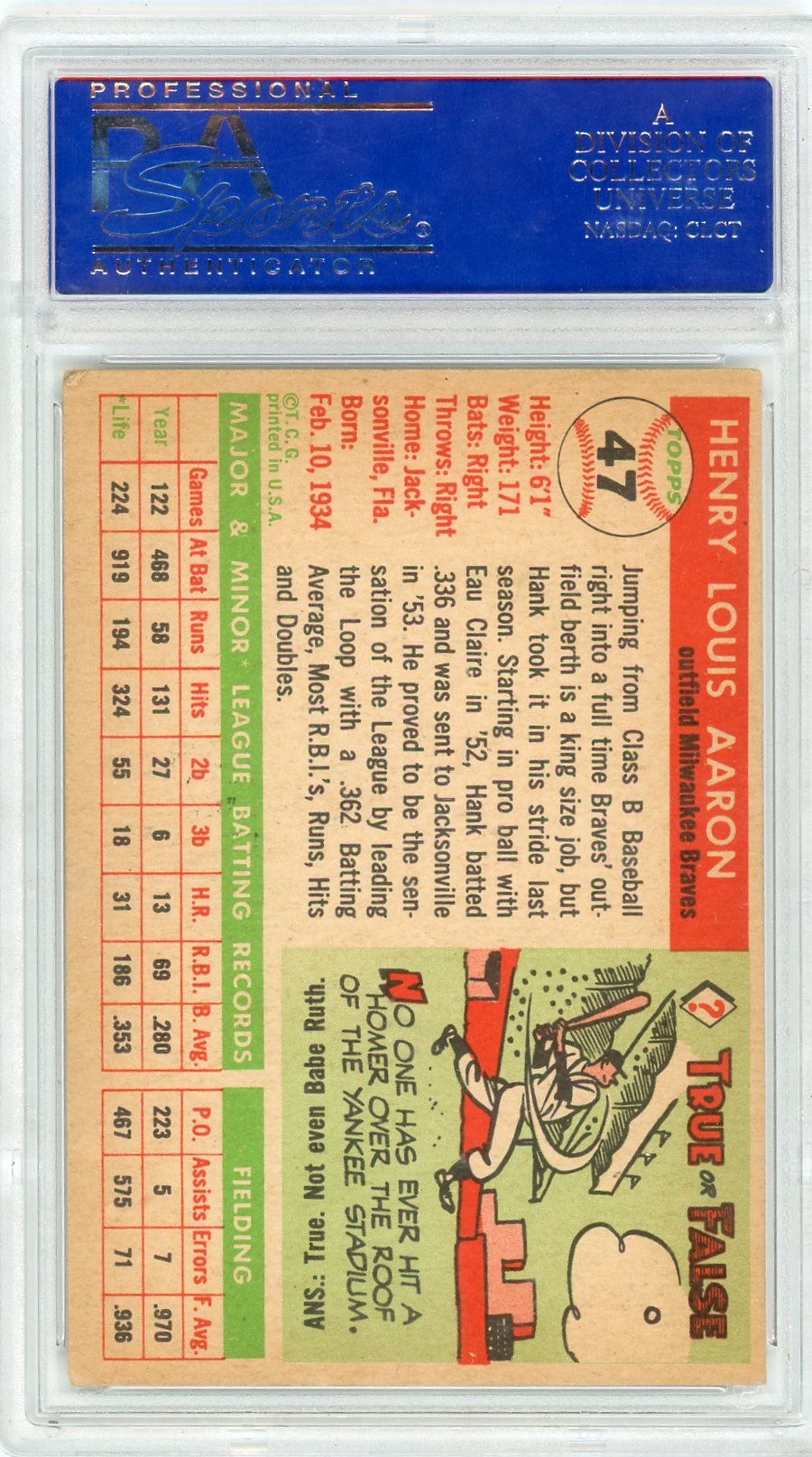 1955 Topps Hank Aaron #47 PSA 4
