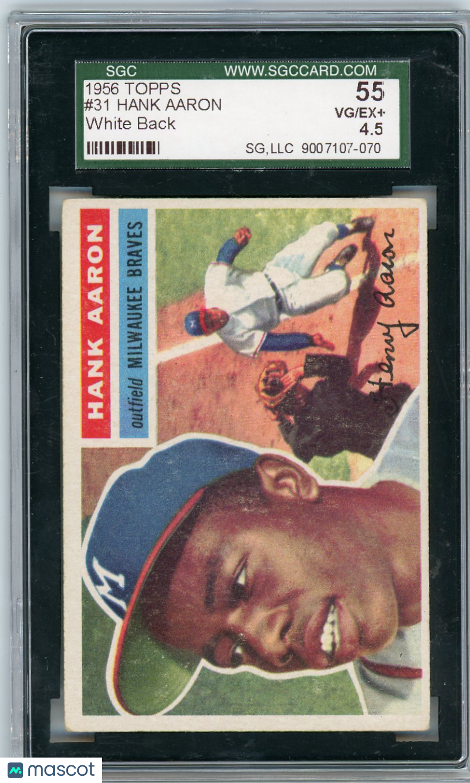 1956 Topps Hank Aaron #31 White Back SGC 4.5