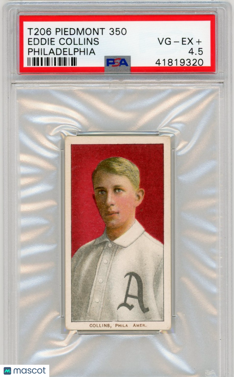 1909-11 T206 Piedmont 350 Eddie Collins Philadelphia PSA 4.5