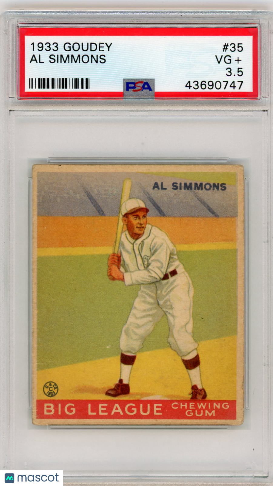 1933 Goudey Al Simmons #35 PSA 3.5