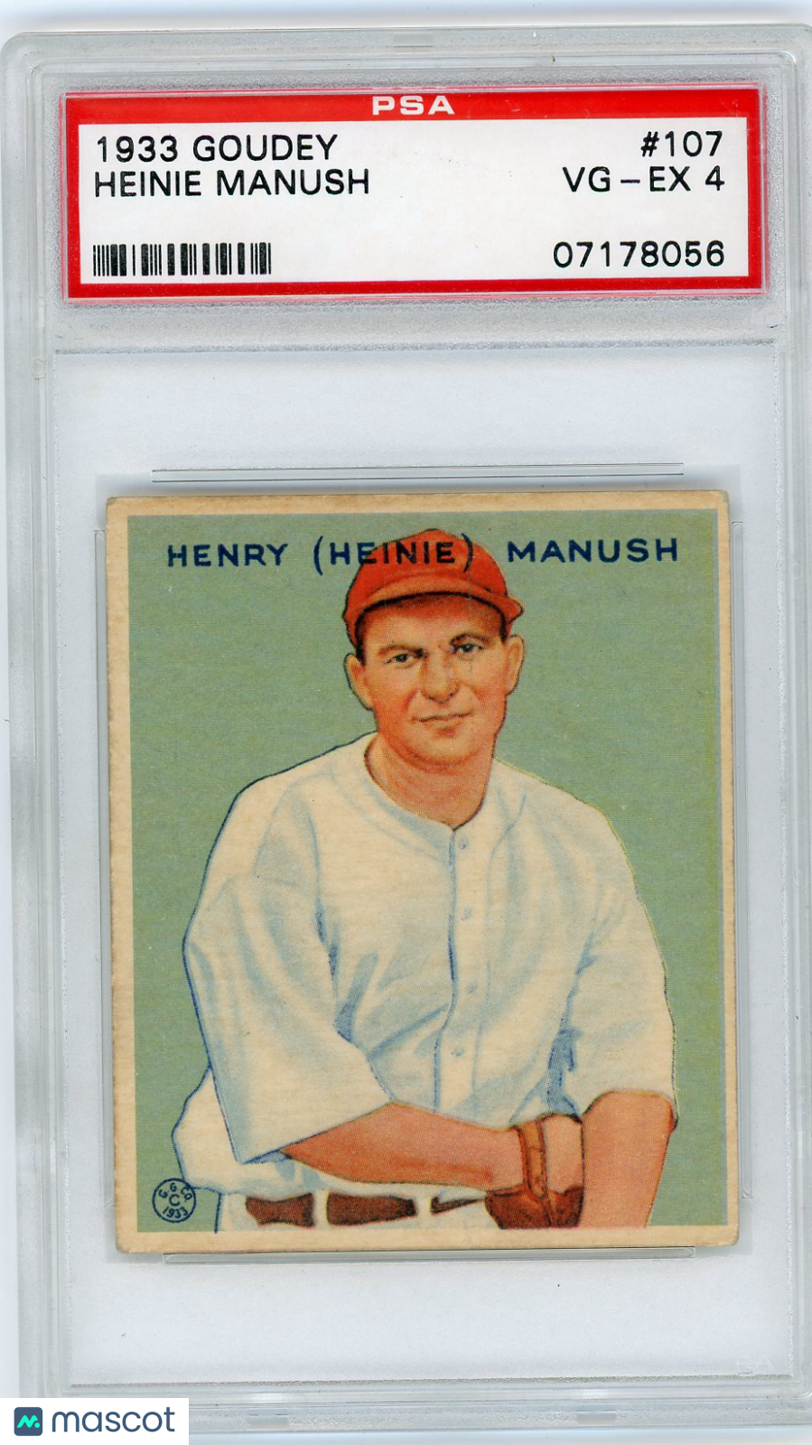1933 Goudey Heinie Manush #107 PSA 4