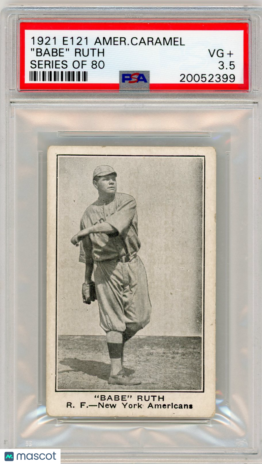 1921 E121 American Caramel Series Of 80 "babe" Ruth PSA 3.5