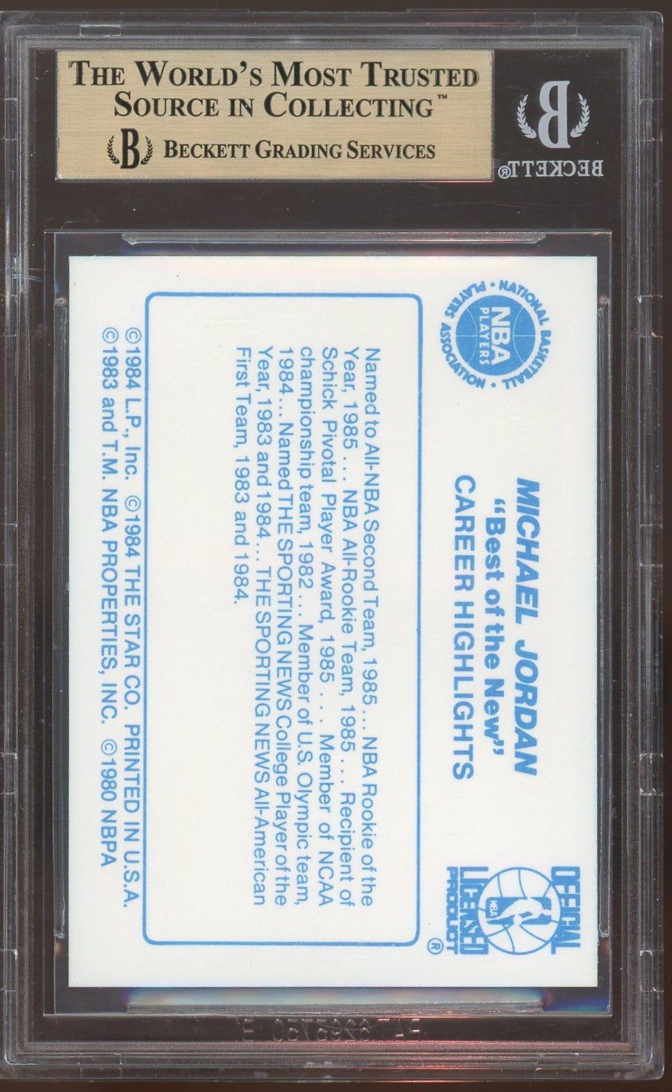 1986 Star Best of the New/Old Michael Jordan #2 BGS 9.5