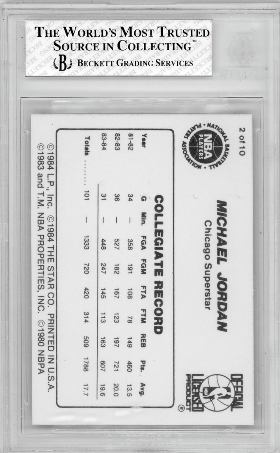 1986 Star Michael Jordan #2 BGS 8