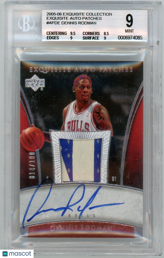 2005 Exquisite Collection Autographs Patches Dennis Rodman #APDE BGS 9 Auto 10