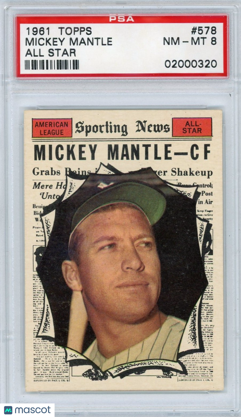 1961 Topps Mickey Mantle #578 All Star PSA 8