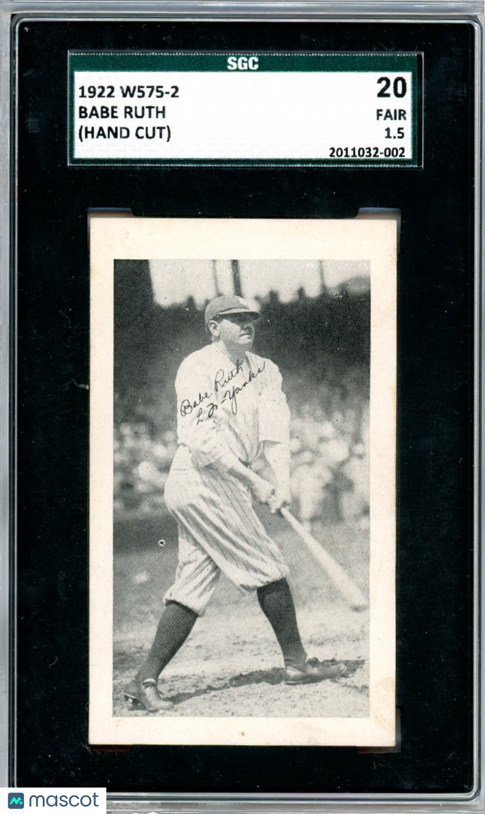 1922 W575-2 Babe Ruth (Hand Cut) SGC 1.5