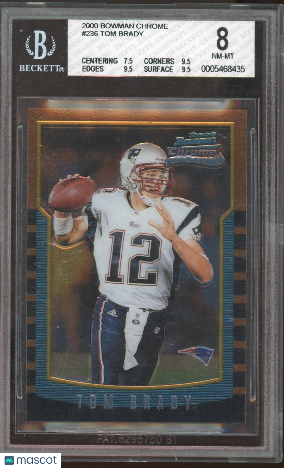 2000 Bowman Chrome Tom Brady #236 BGS 8