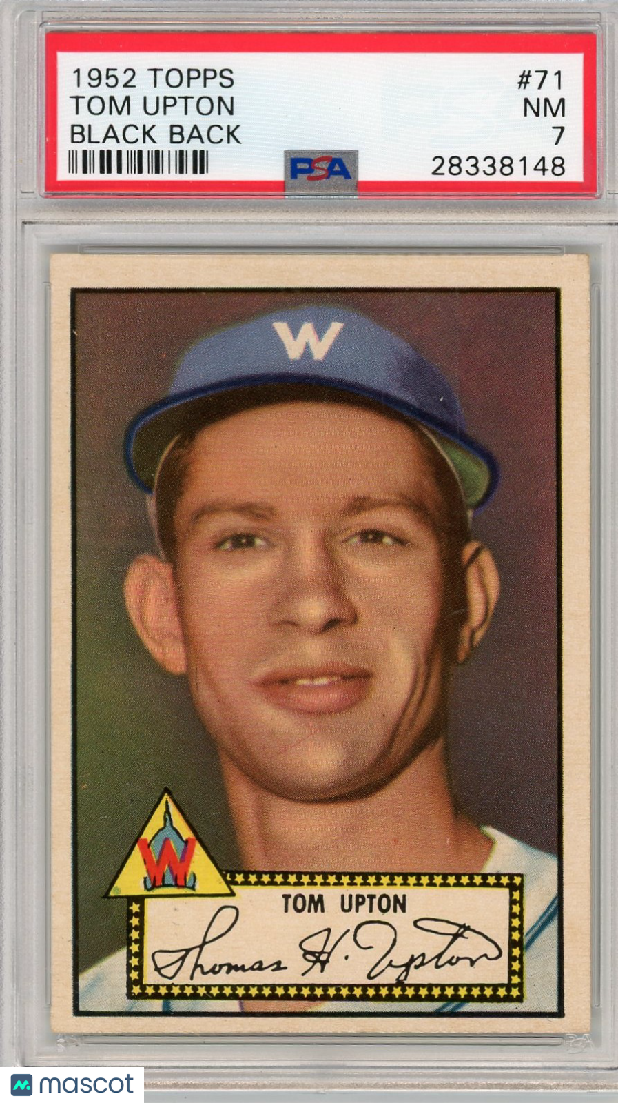 1952 Topps Tom Upton #71 Black Back PSA 7