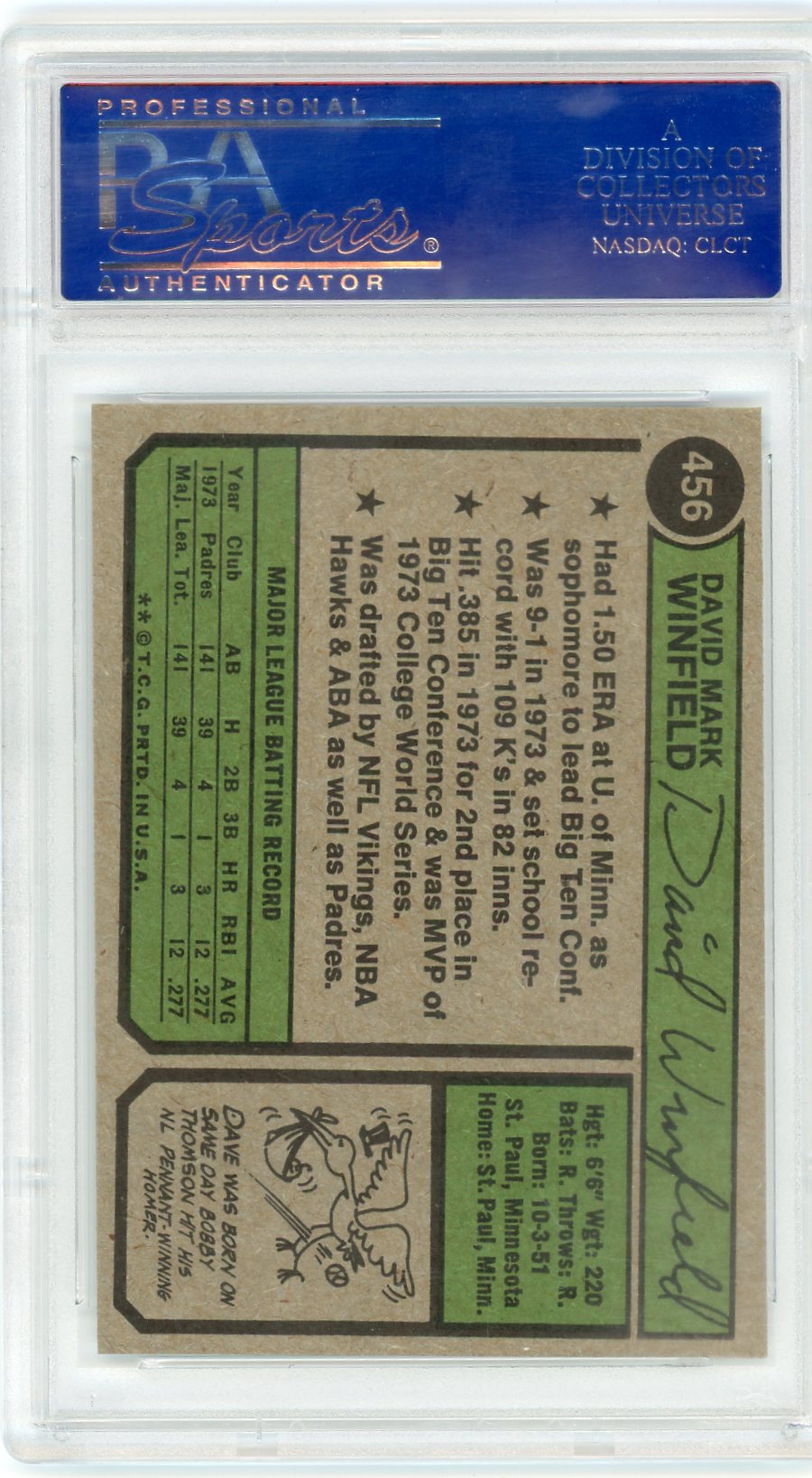 1974 Topps Dave Winfield #456 PSA 8