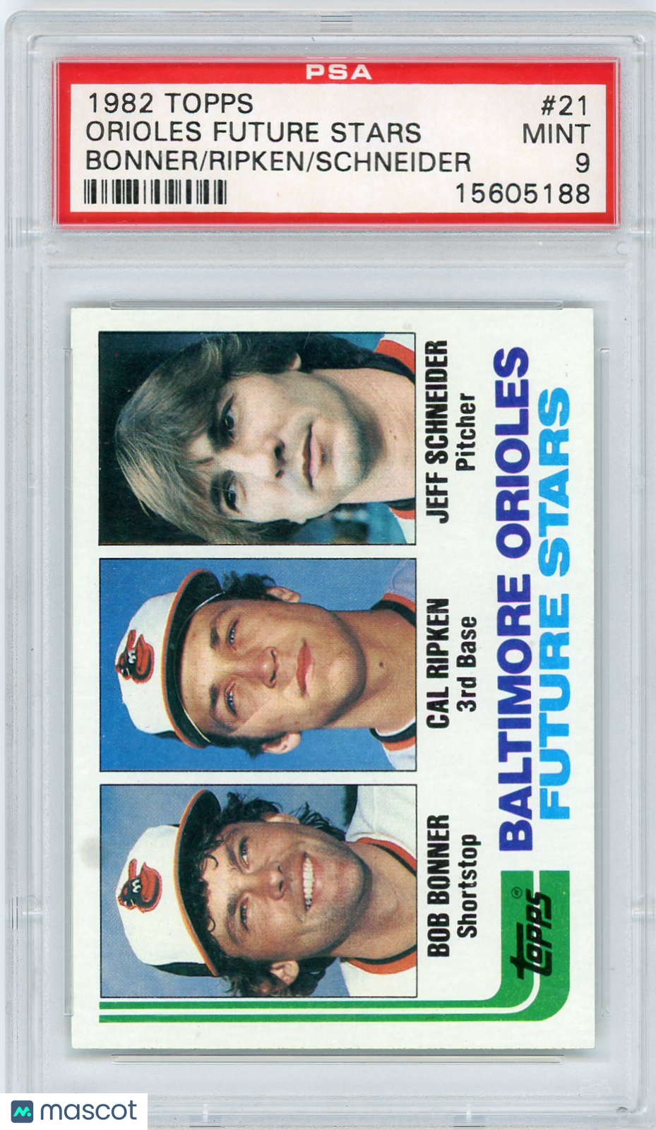 1982 Topps Orioles Future Stars #21 Bonner Ripken Schneider PSA 9