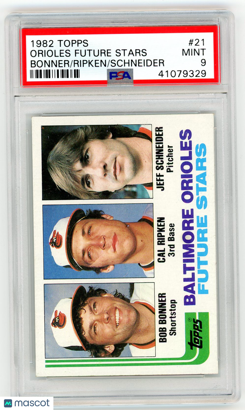 1982 Topps Orioles Future Stars #21 Bonner Ripken Schneider PSA 9