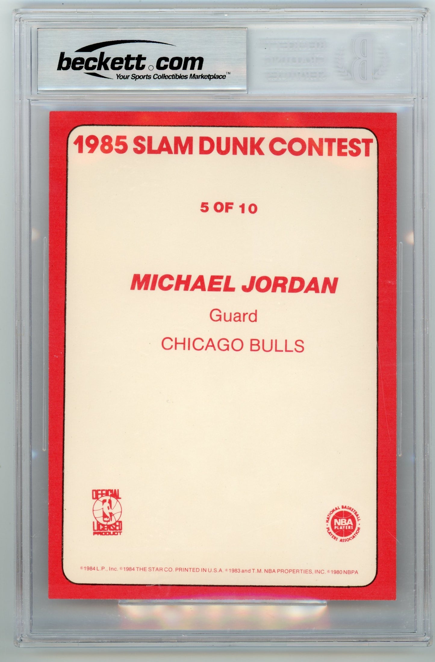 1985 Star Slam Dunk Supers 5x7 Michael Jordan #5 BGS 8