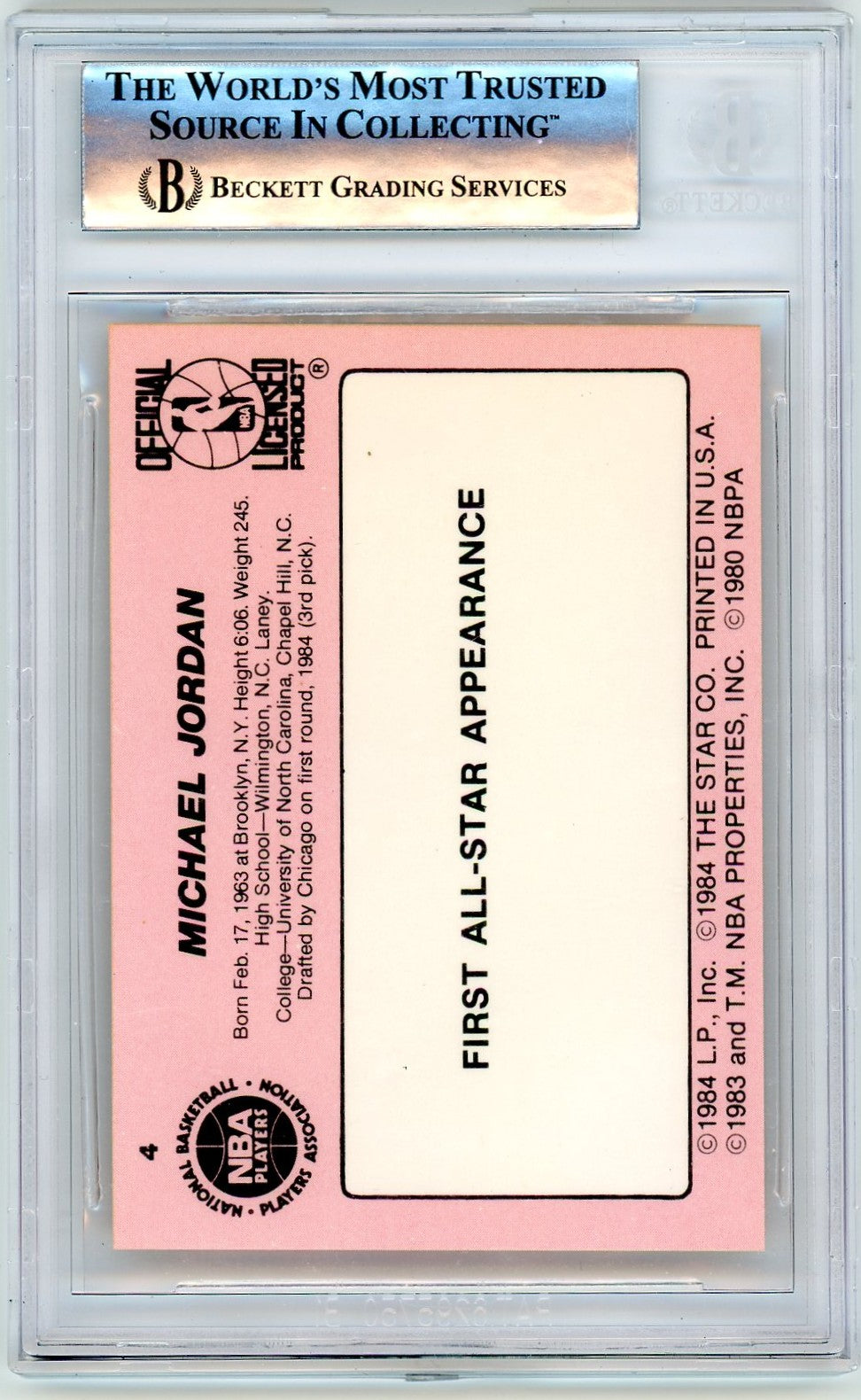 1985 Star Crunch'n'Munch All-Stars Michael Jordan ! #4 BGS 9