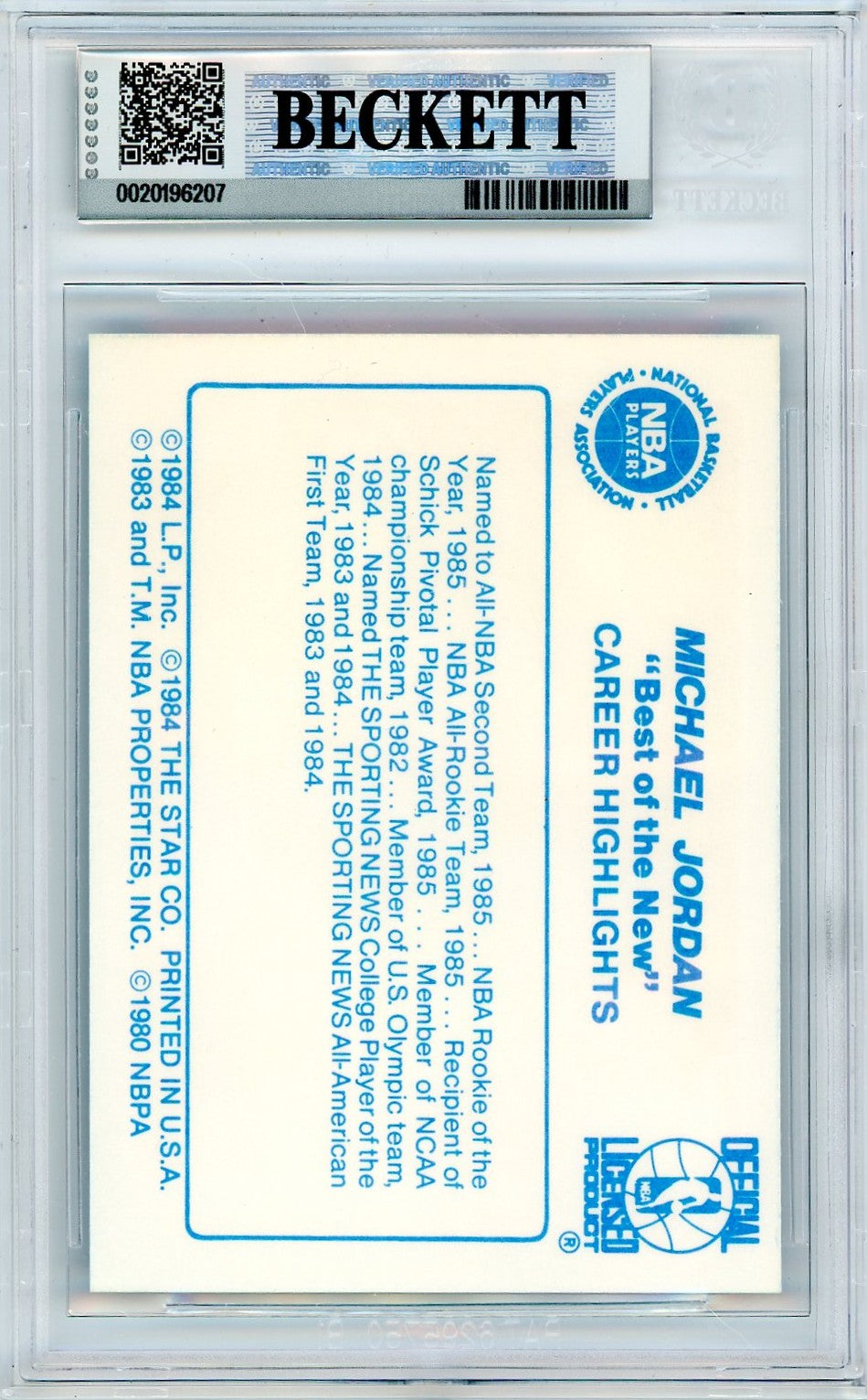 1986 Star Best of the New/Old Michael Jordan #2 BGS 8.5