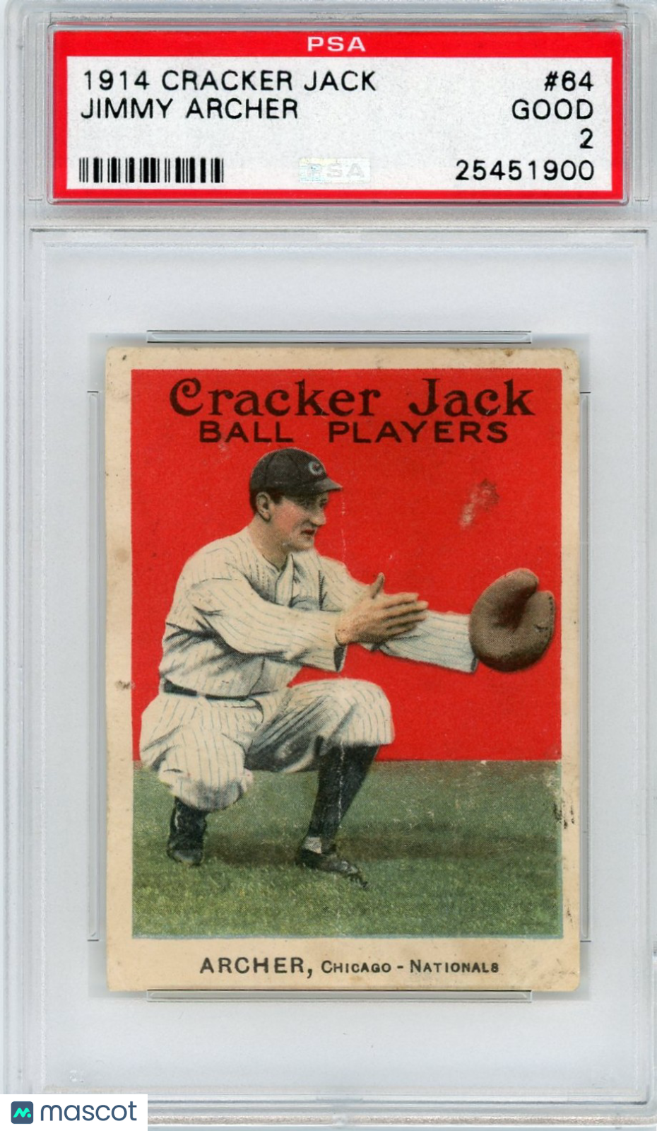 1914 Cracker Jack Jimmy Archer #64 PSA 2