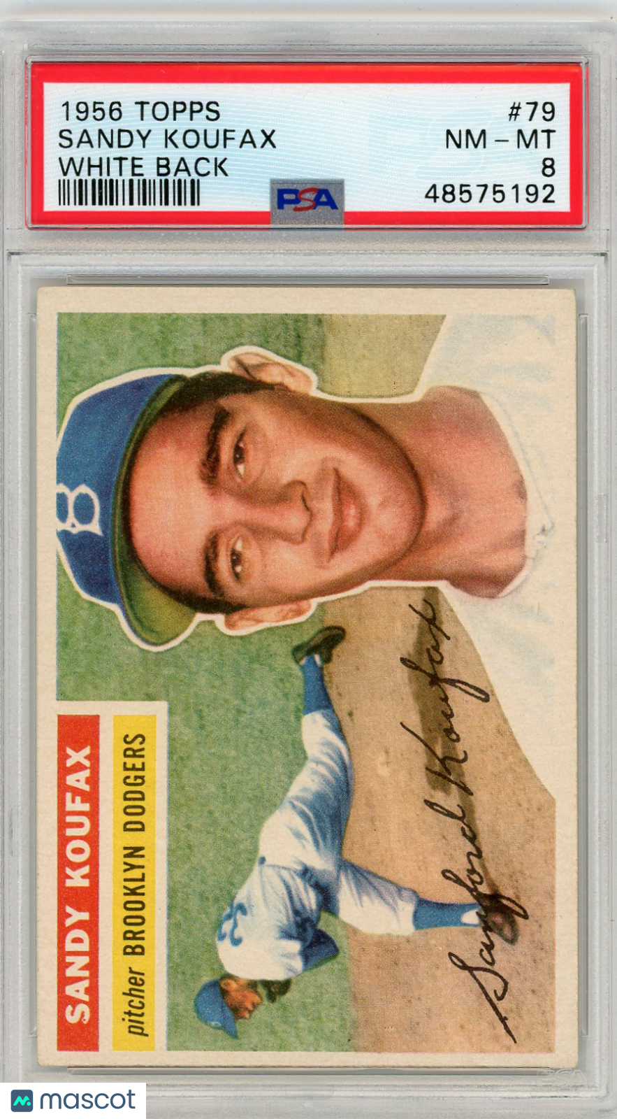 1956 Topps Sandy Koufax #79 White Back PSA 8